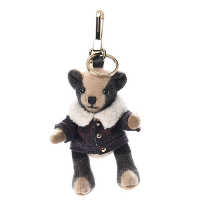 Burberry Cashmere Denim Jacket Thomas Bear Bag Charm Camel 1 of 3