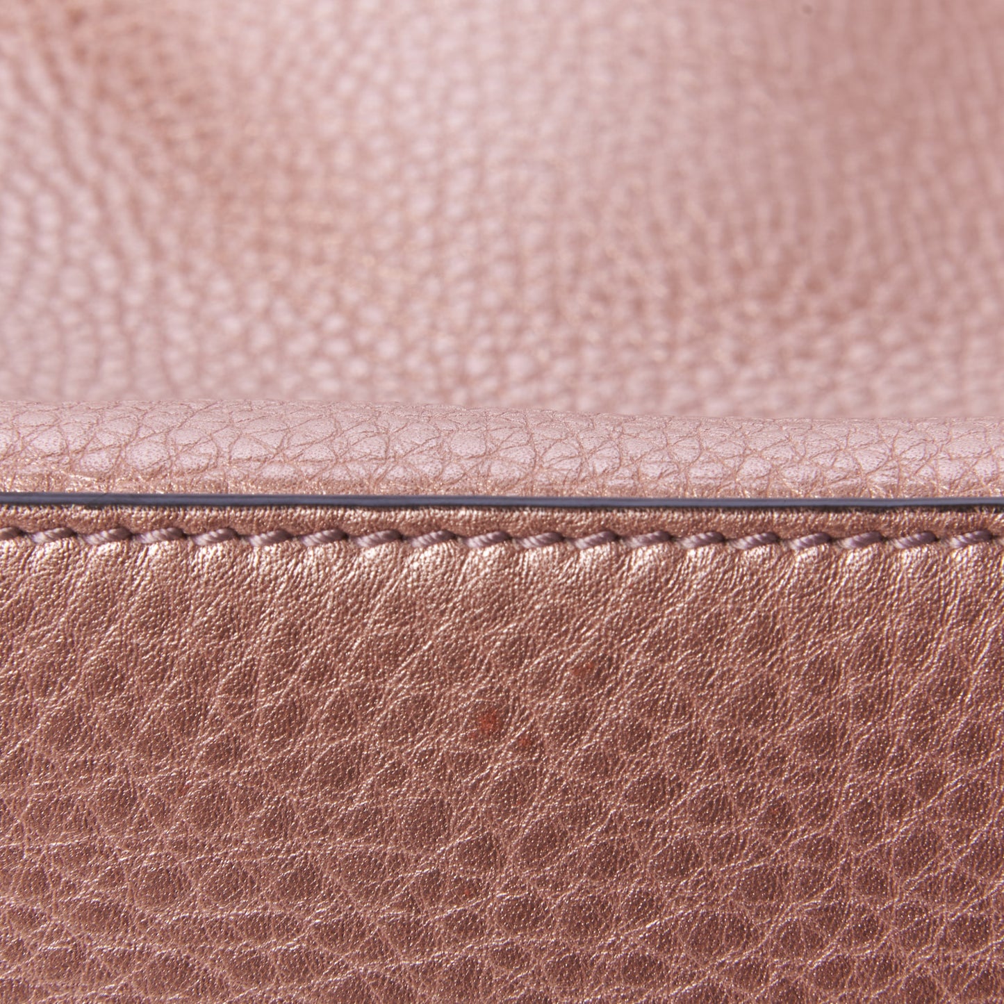 Metallic Pebbled Calfskin Medium Soho Shoulder Bag Pink