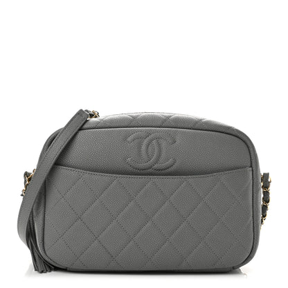 Chanel Iridescent Caviar Flat Quilted Small Coco Tassel Camera Case Grey 1 of 12