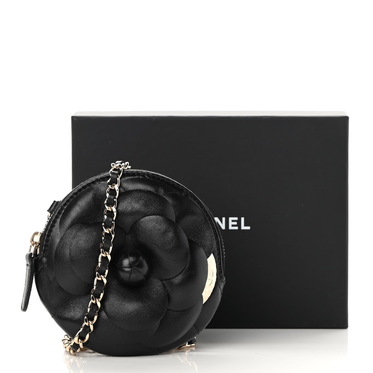 Chanel Lambskin Mini Camellia Bouquet Clutch With Chain Black 12 of 12