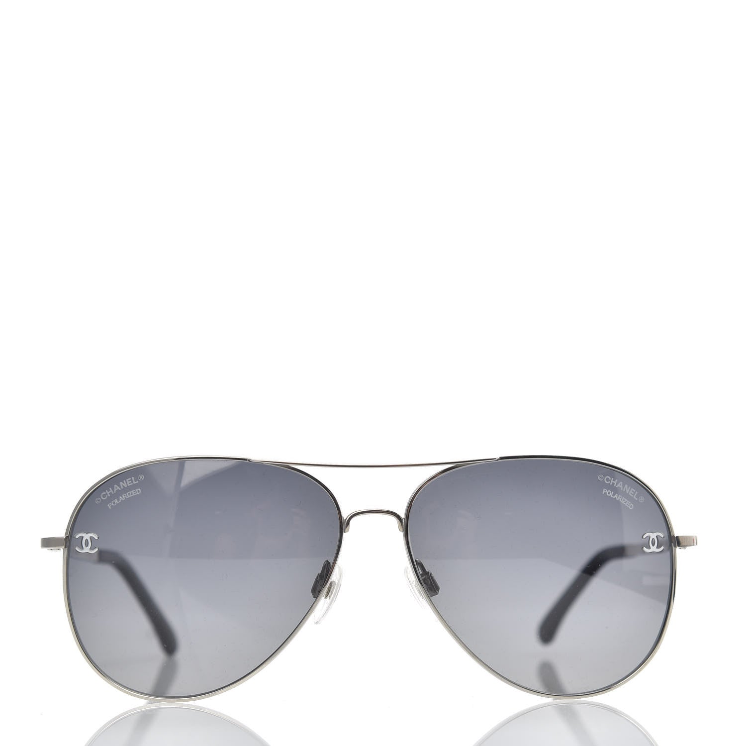 Chanel Polarized CC Aviator Sunglasses 4186-T-Q Silver 2 of 8