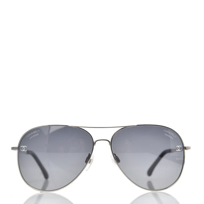 Chanel Polarized CC Aviator Sunglasses 4186-T-Q Silver 2 of 8