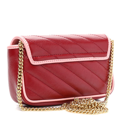 Gucci Azalea Calfskin Enamel Matelasse Diagonal Super Mini Torchon GG Marmont Shoulder Bag New Cherry Red Wild Rose 4 of 9
