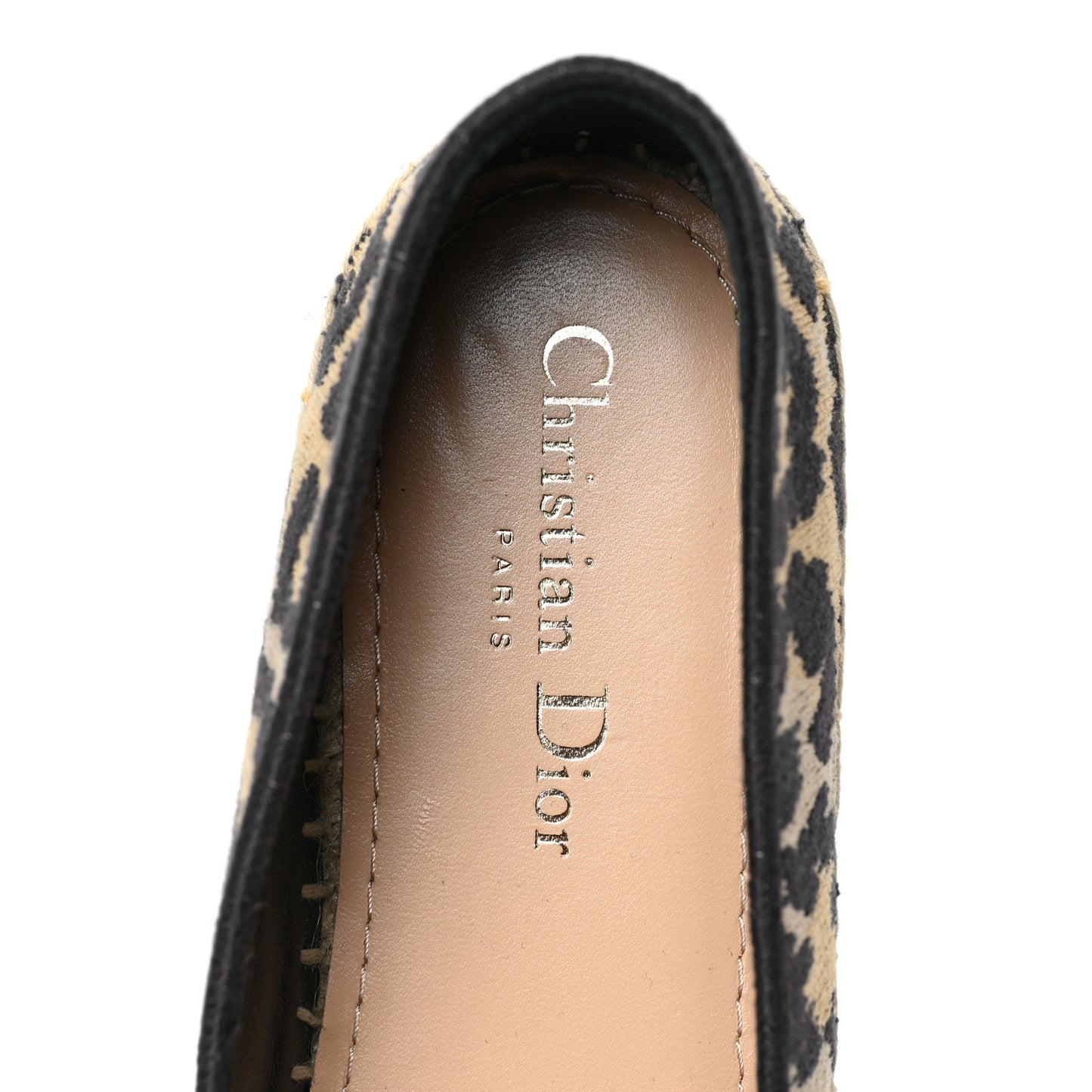 Cotton Embroidered Leopard Print Granville Espadrille 39 Natural