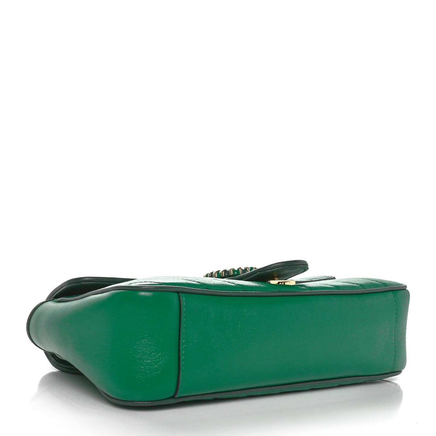 Azalea Calfskin Enamel Matelasse Diagonal Small Torchon GG Marmont Shoulder Bag New Shamarock Emerald