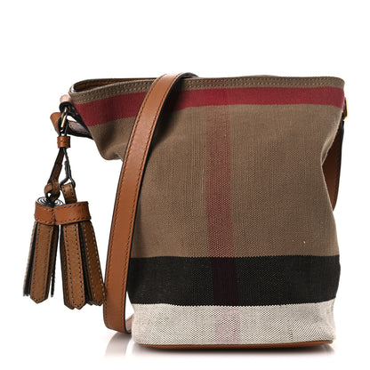 Burberry Canvas Mega Check Mini Ashby Tassel Crossbody Saddle Brown 1 of 14