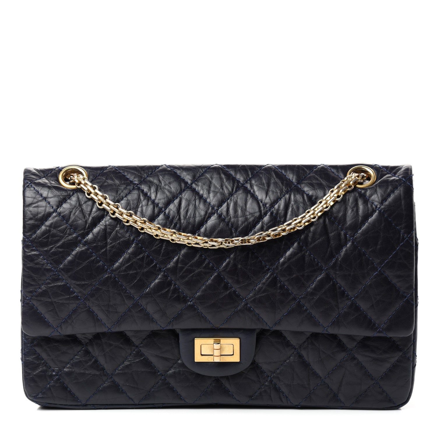 Chanel Aged Calfskin Quilted 2.55 Reissue 226 Flap Navy Blue 1 of 10