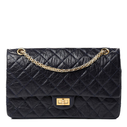 Chanel Aged Calfskin Quilted 2.55 Reissue 226 Flap Navy Blue 1 of 10