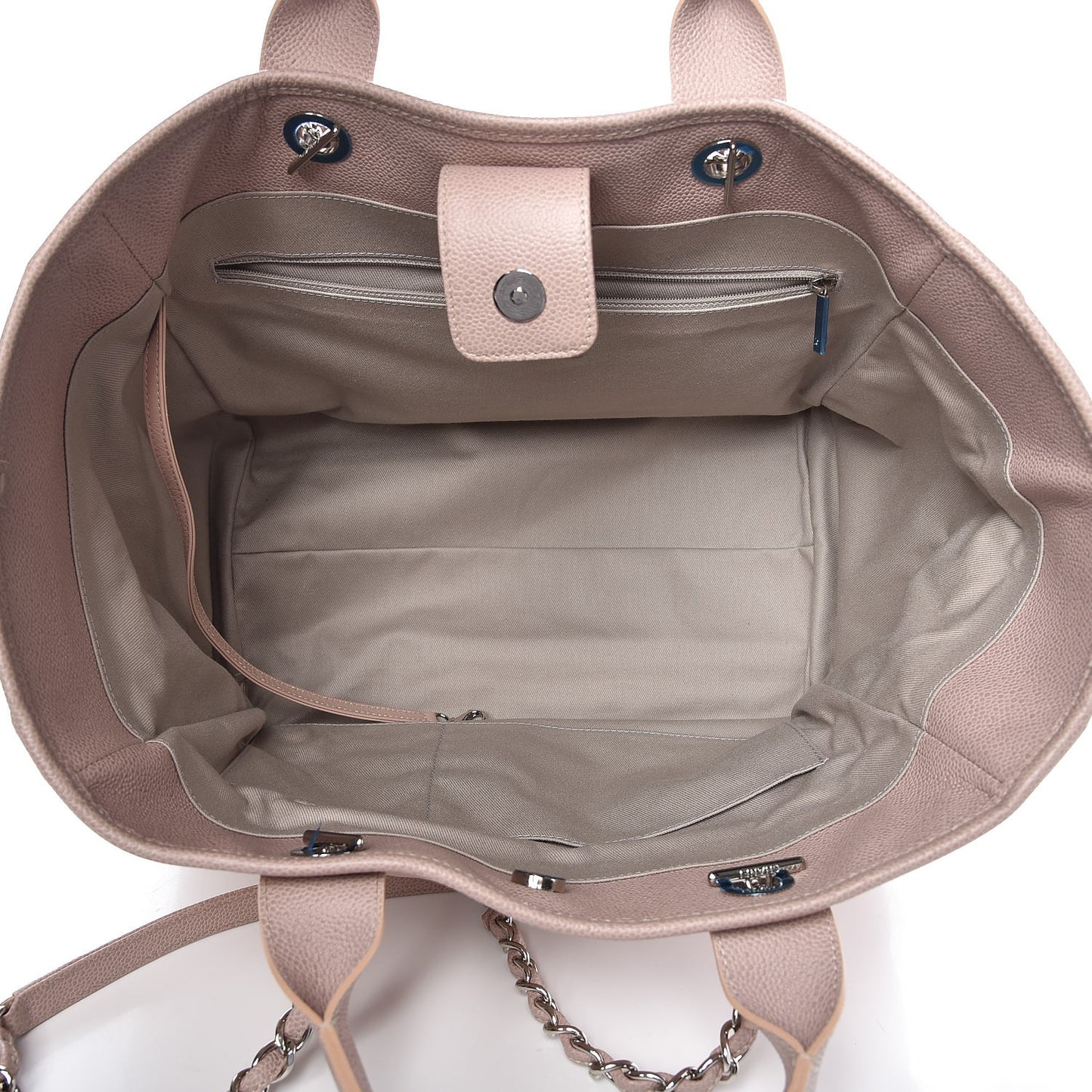 Glazed Calfskin Large Deauville Tote Light Pink