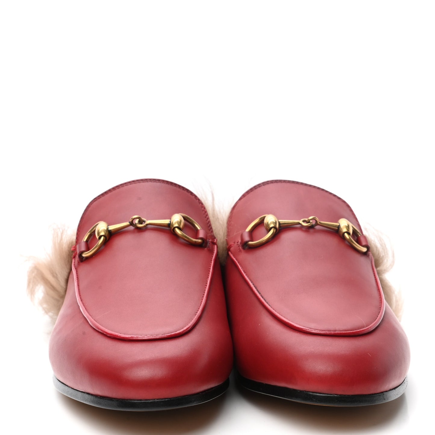 Betis Glamour Calfskin Fur Womens Princetown Slippers 36 Hibiscus Red Naturale