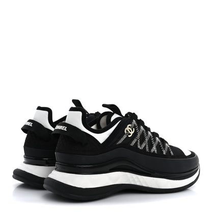 Chanel Mixed Fibers Suede Calfskin CC Sneakers 36 White Black 5 of 10