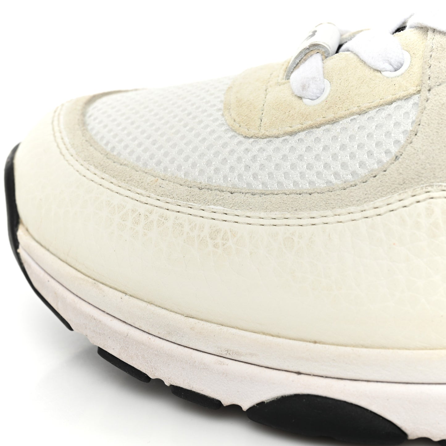 Mesh Suede Calfskin Grained Calfskin Mens CC Sneakers 43 White Black
