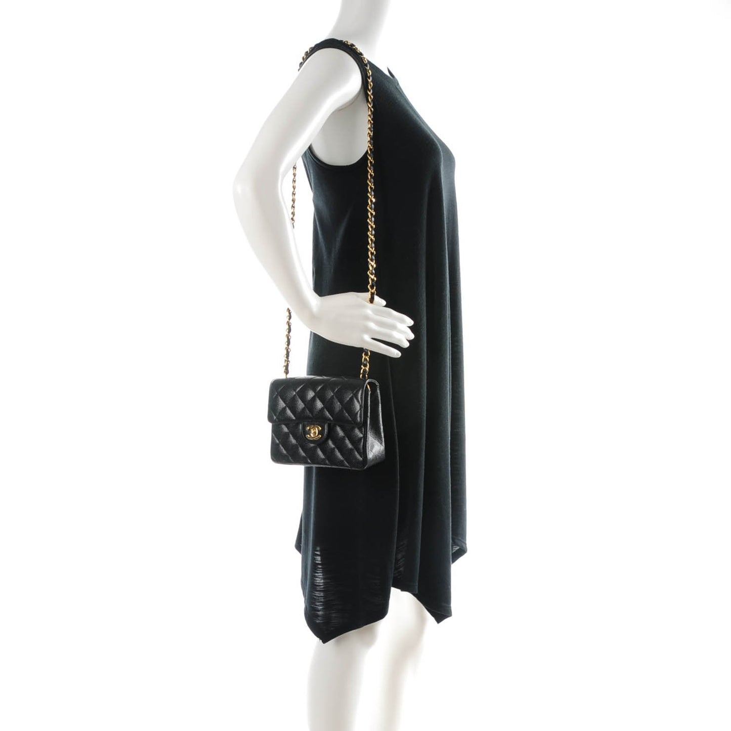 Caviar Quilted Mini Square Flap Black
