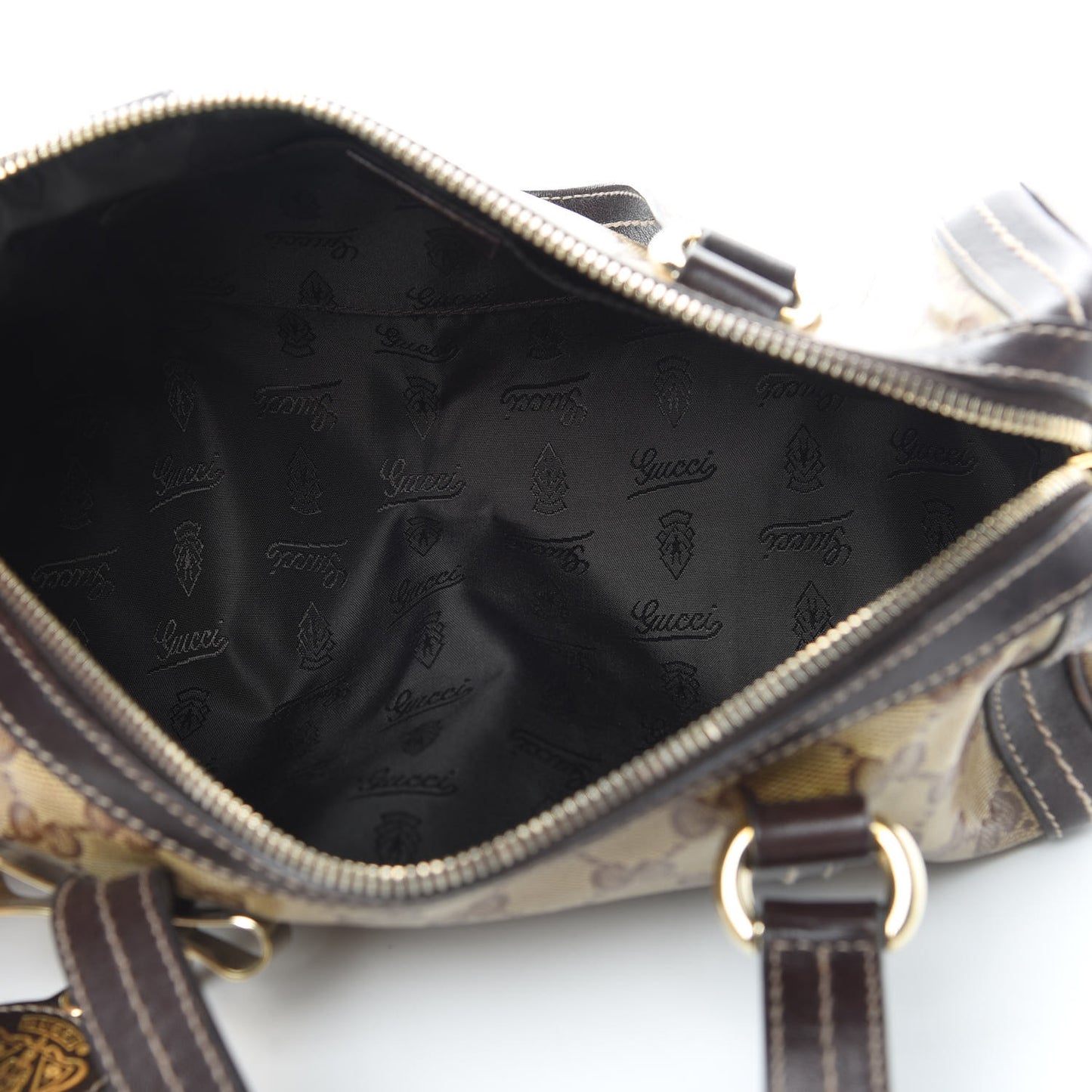 Crystal Monogram Duchessa Small Boston Bag Brown