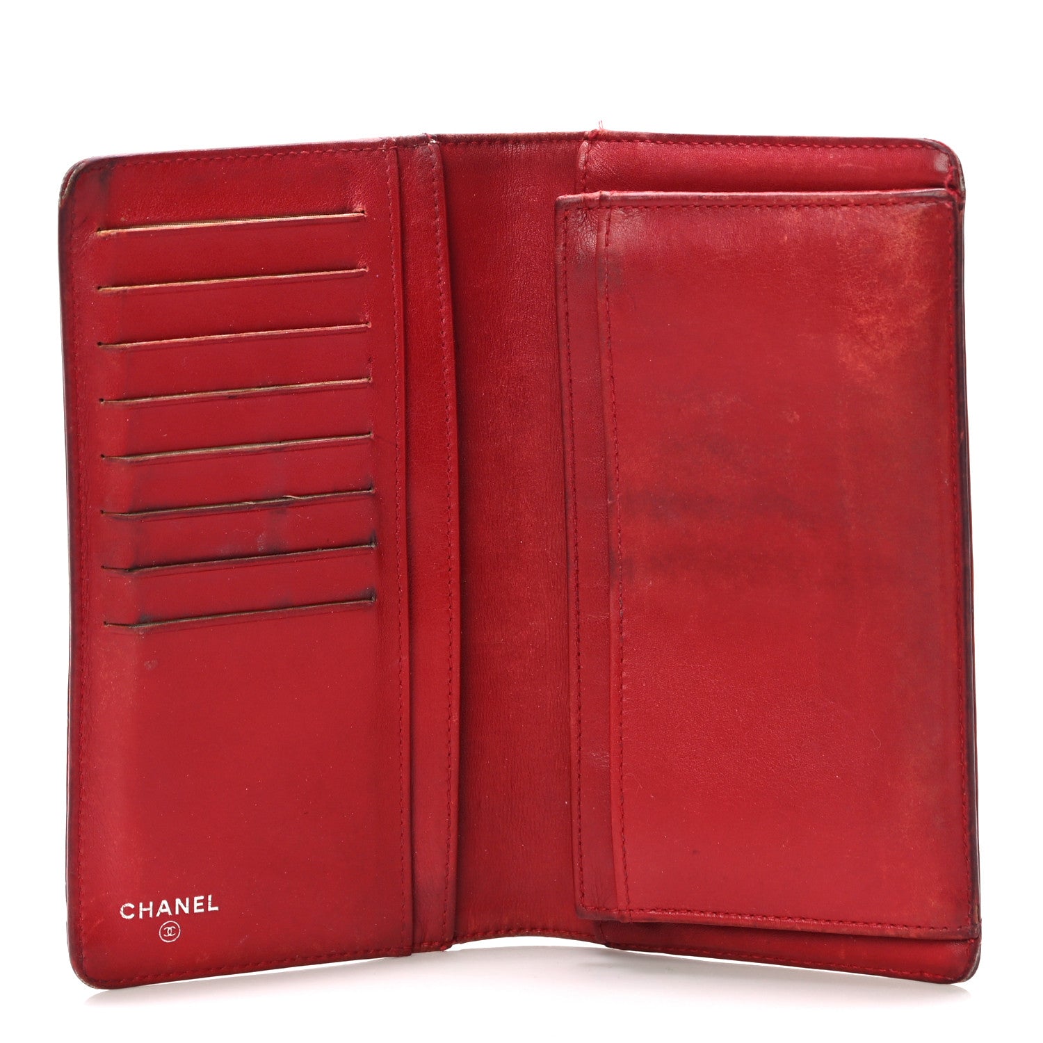 Chanel Patent Camellia Embossed Yen Wallet Red 5 of 24