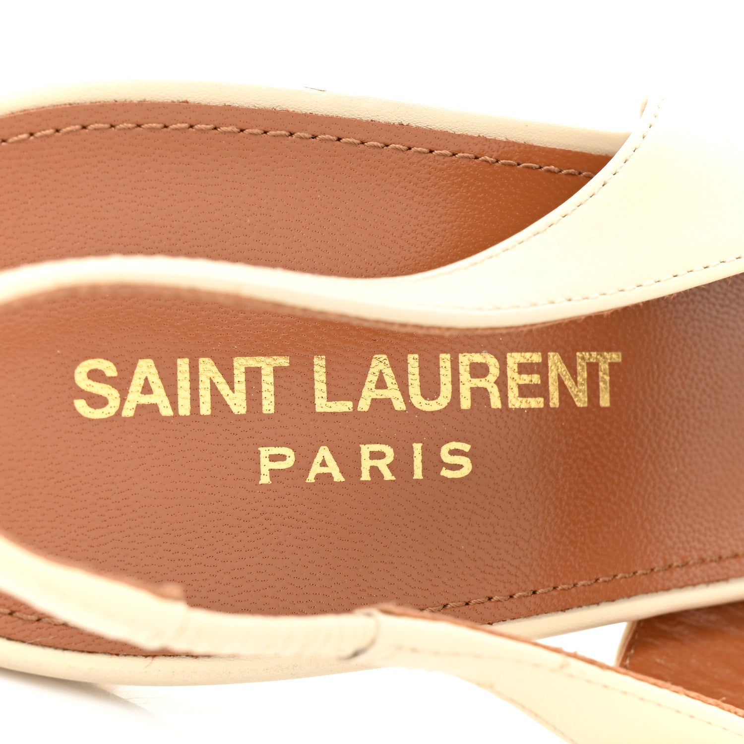 Saint Laurent Calfskin Opyum 85 Slingback Pumps 40 Real Beige 7 of 12