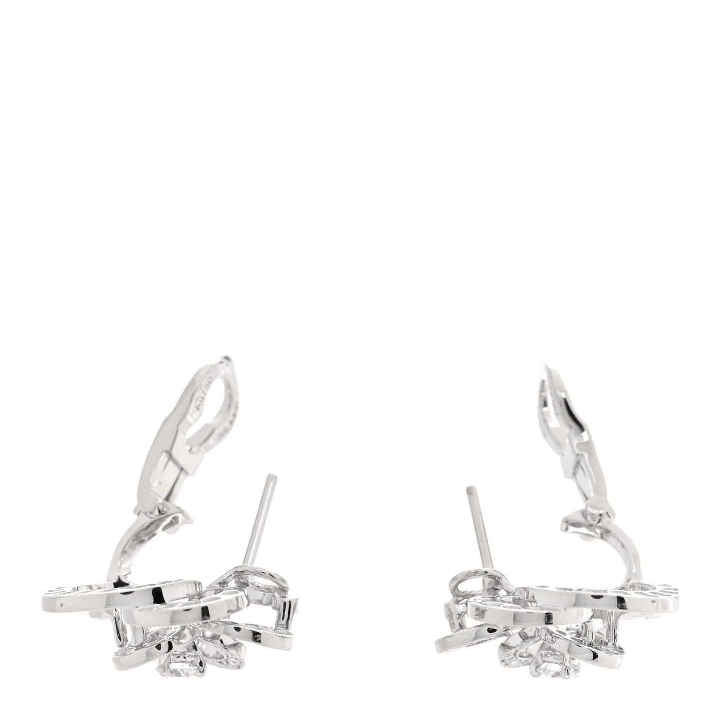 18K White Gold Diamond Fil de Camelia Earrings