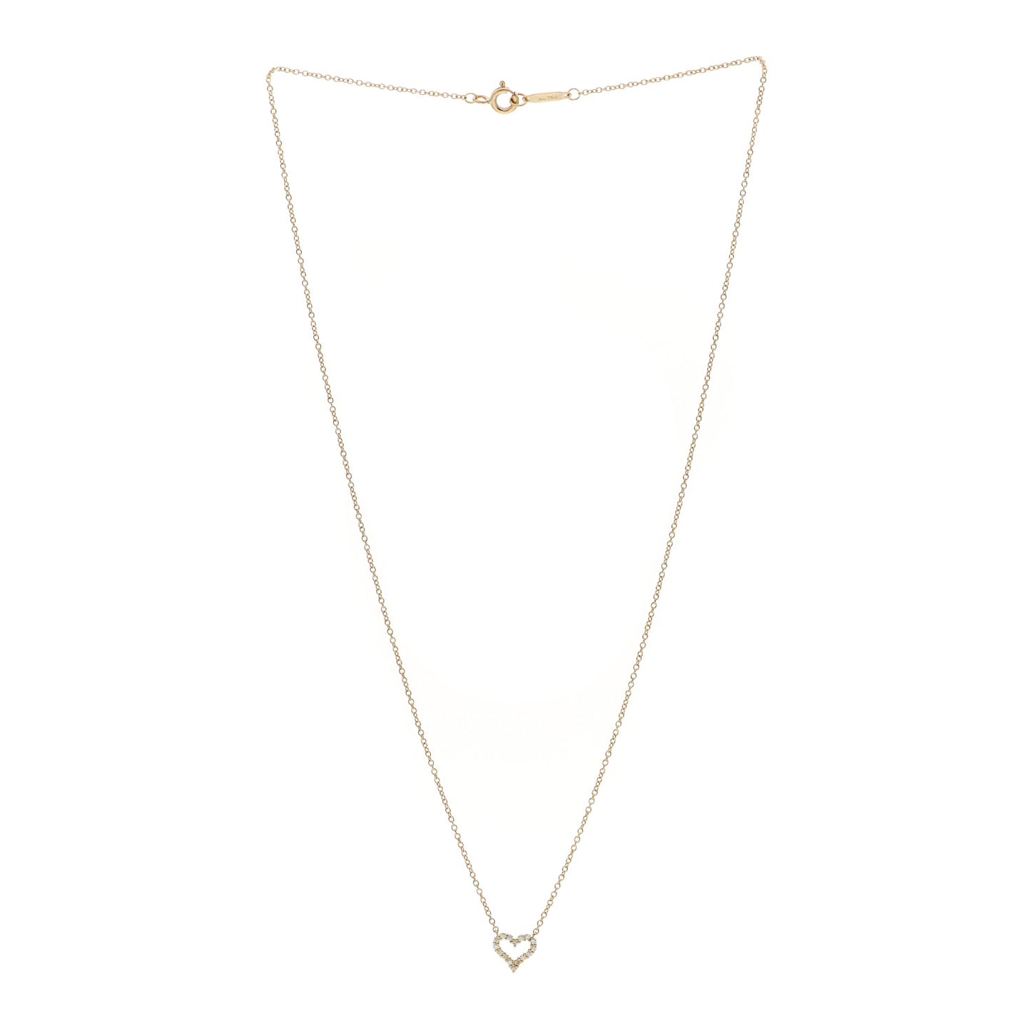 18K Yellow Gold Diamond Extra Mini Heart Pendant Necklace