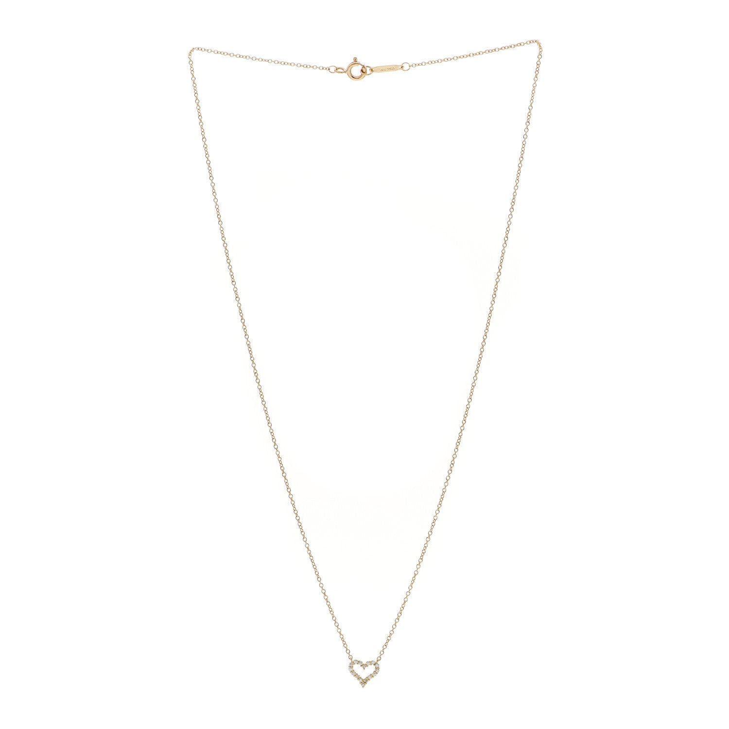 Tiffany 18K Yellow Gold Diamond Extra Mini Heart Pendant Necklace 2 of 5