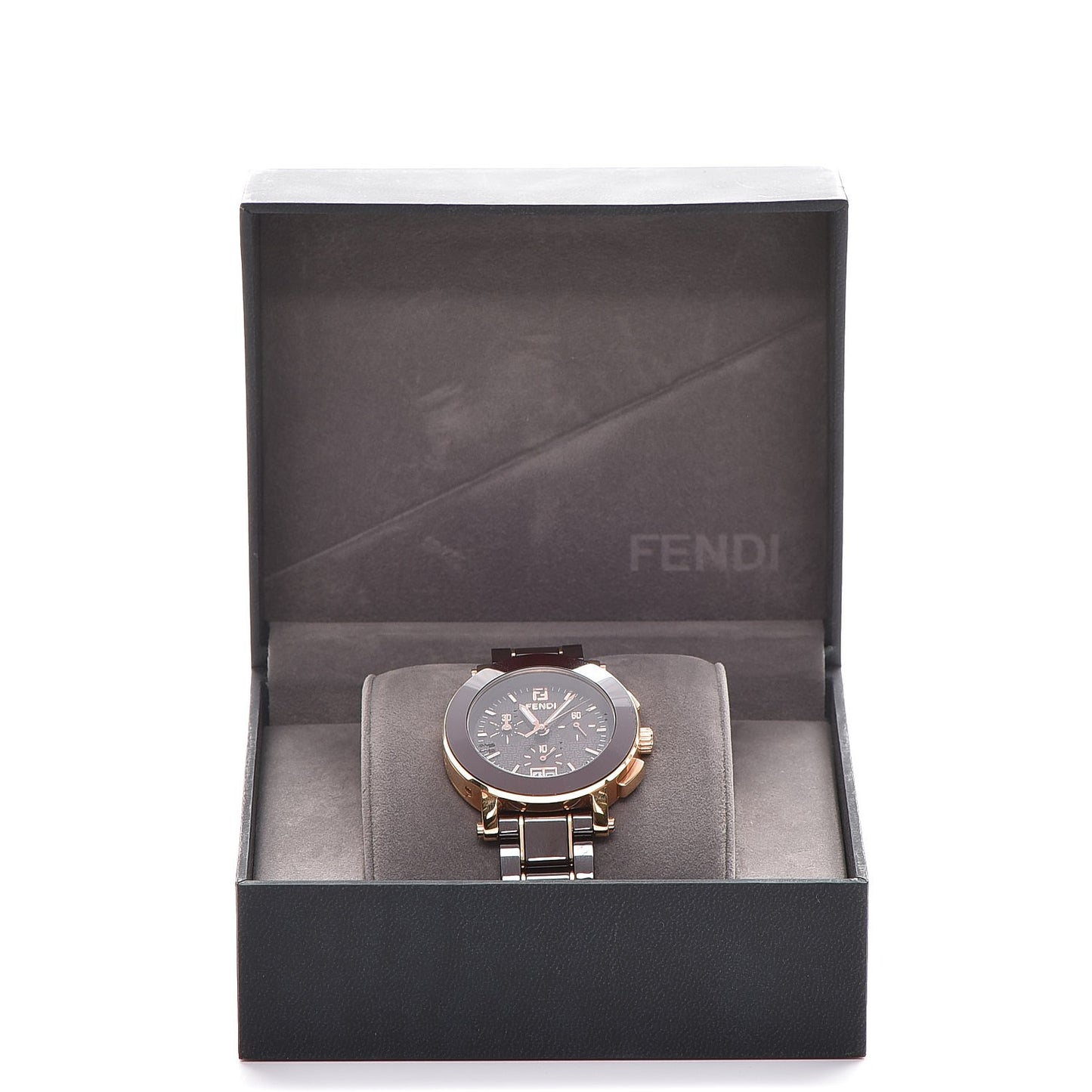 Stainless Steel Ceramic 38mm Chronograph Quartz Watch Brown