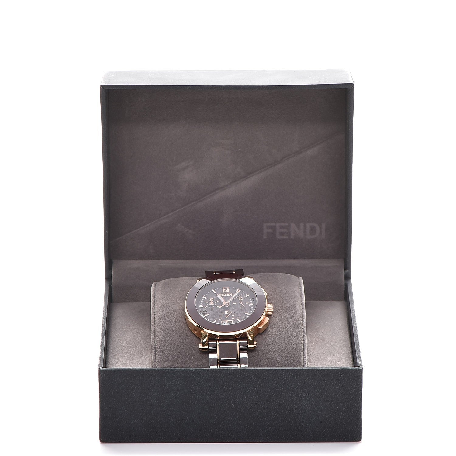 Fendi Stainless Steel Ceramic 38mm Chronograph Quartz Watch Brown 7 of 7