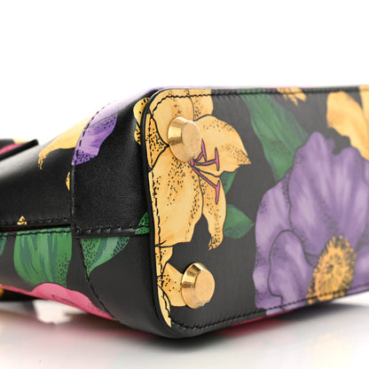 Balenciaga Smooth Calfskin Lush Floral Print XXS Ville Top Handle Bag Black Multicolor 9 of 12