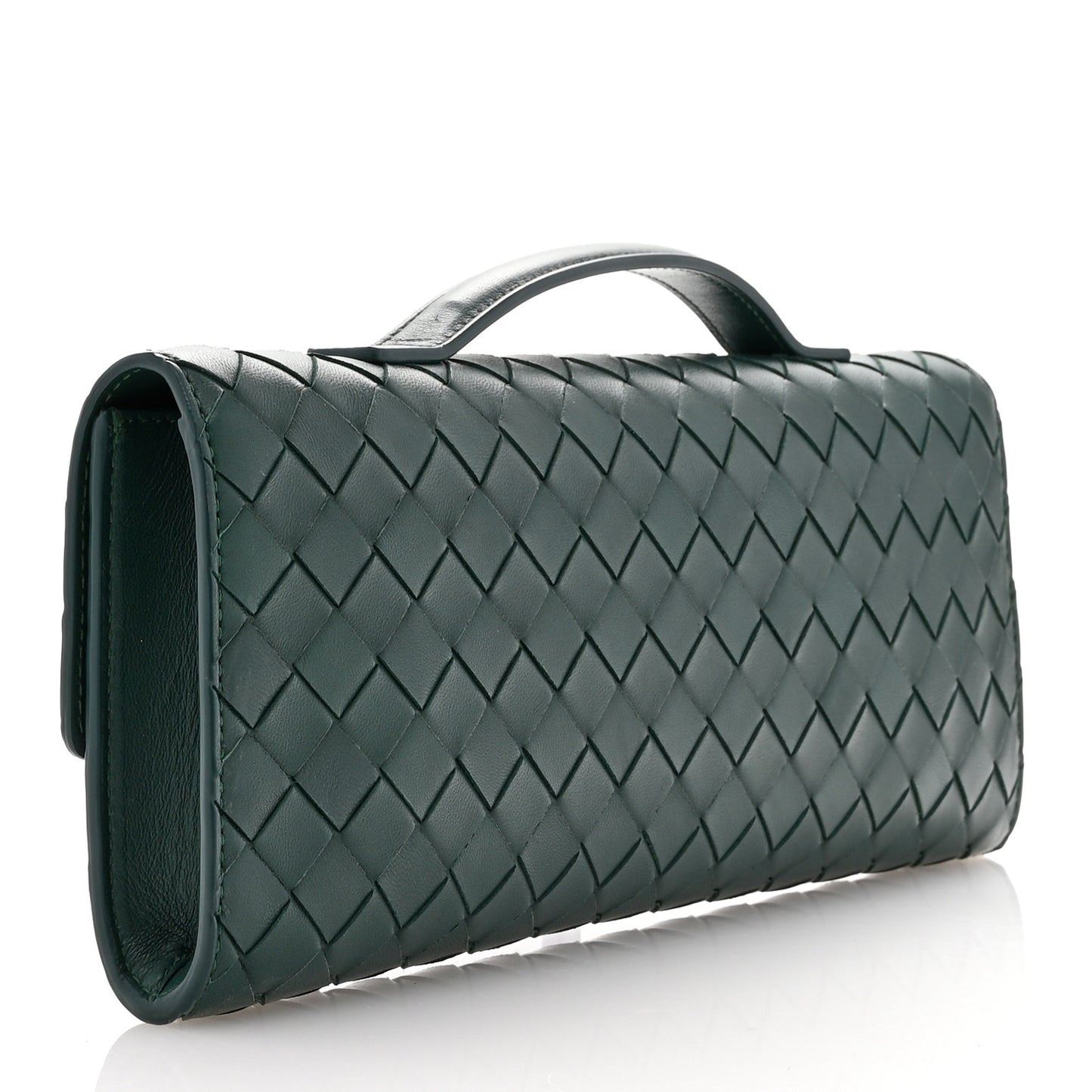 Nappa Intrecciato Long Andiamo Top Handle Clutch Emerald Green