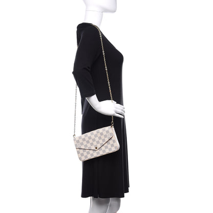 Louis Vuitton Damier Azur Pochette Felicie Chain Wallet Rose Ballerine 2 of 10