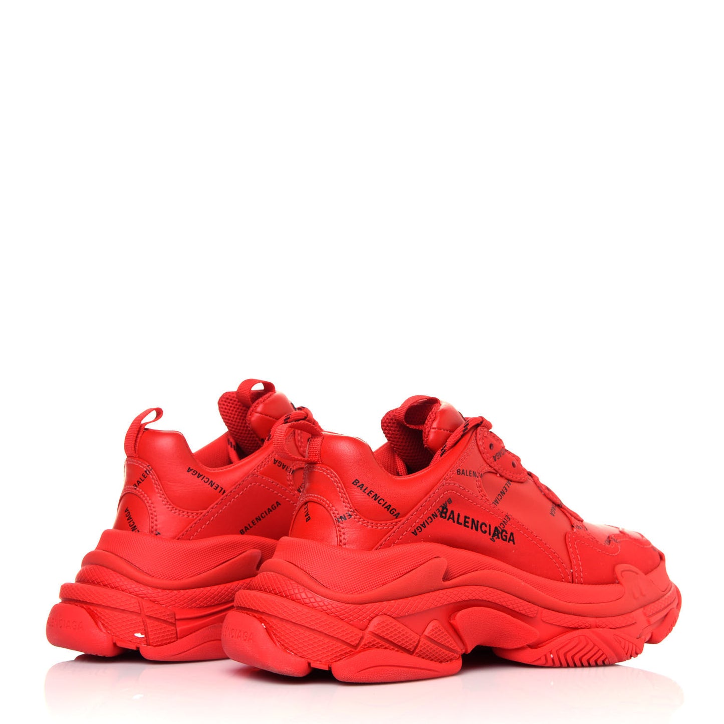 Technical Fabric Mesh Allover Logo Mens Triple S Sneakers 39 Red Black