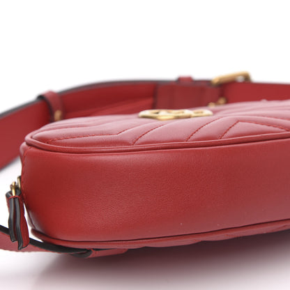 Gucci Calfskin Matelasse GG Marmont Belt Bag 95 38 Hibiscus Red 9 of 11
