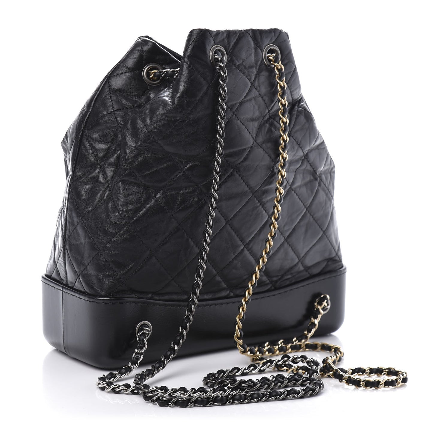 Aged Calfskin Quilted Gabrielle Backpack Black