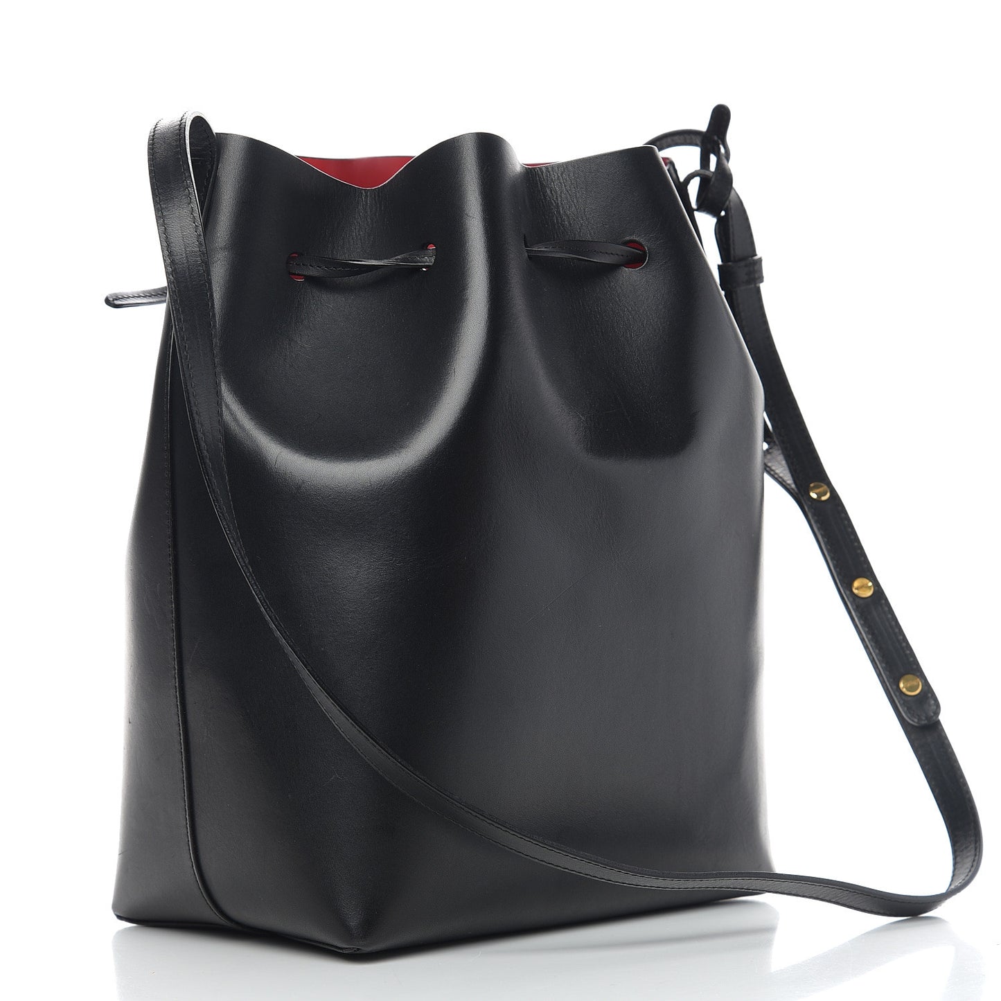 Vegetable Tanned Calfskin Bucket Bag Black Flamma