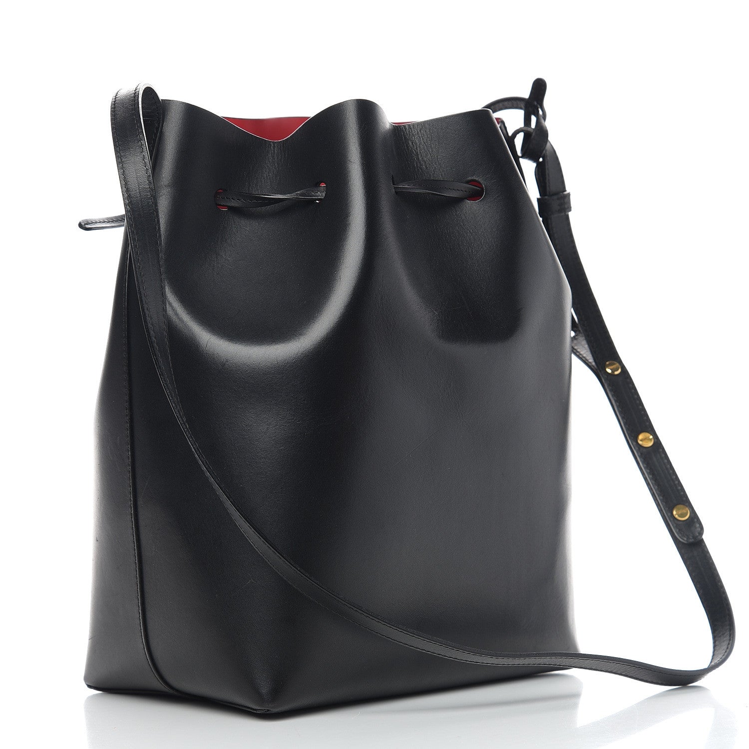 Mansur Gavriel Vegetable Tanned Calfskin Bucket Bag Black Flamma 2 of 11