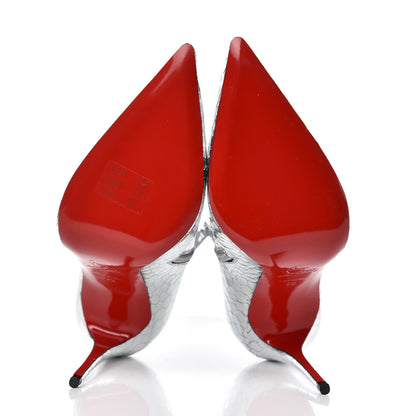 Christian Louboutin Calfskin Craquele So Kate Booty 110 Ankle Boots 38 Silver 5 of 8