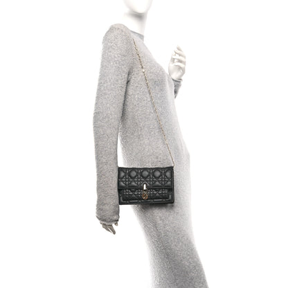 Christian Dior Lambskin Cannage Chain My Dior Daily Chain Pouch Black 2 of 11