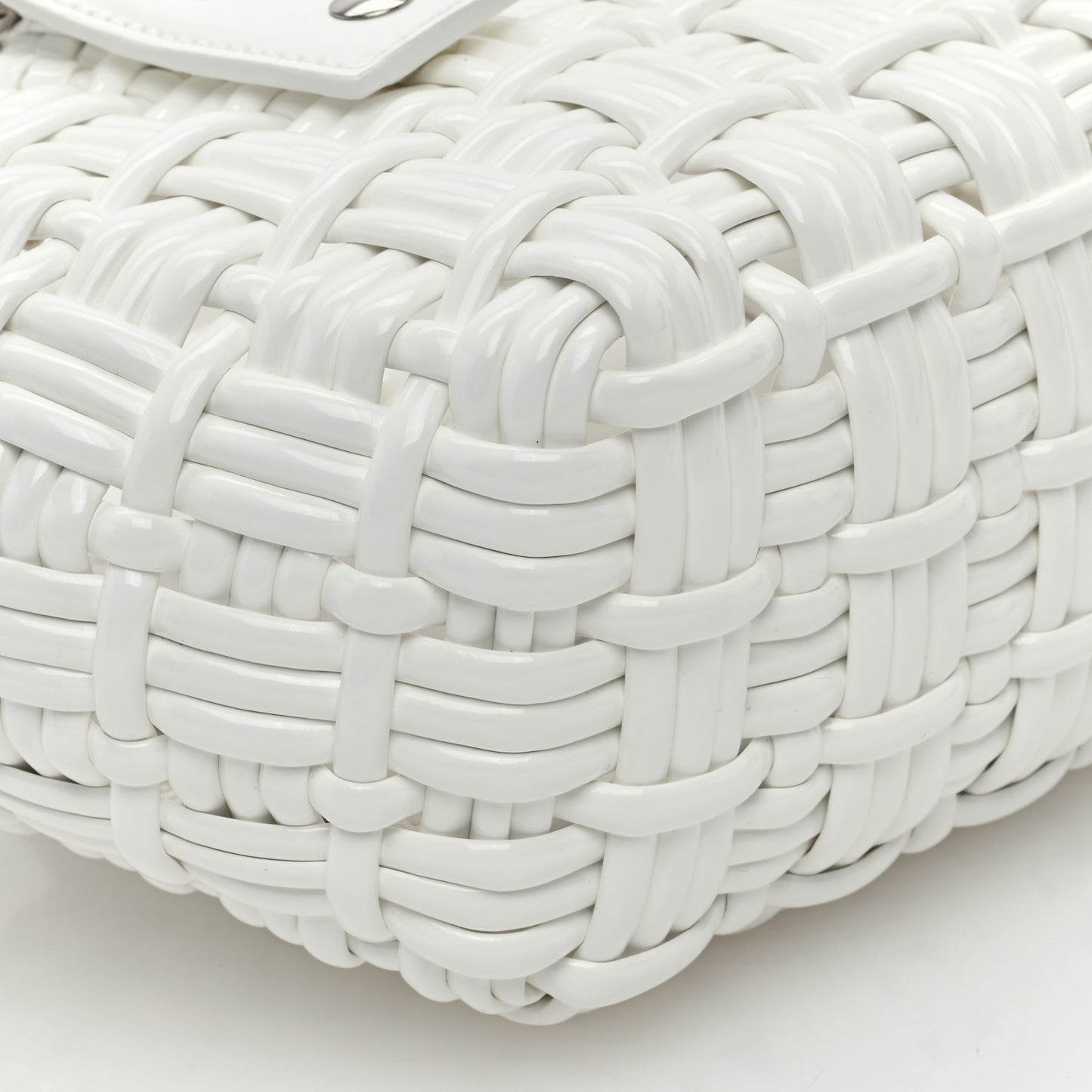 Faux Calfskin Braided Varnished XXS Bistro Basket White