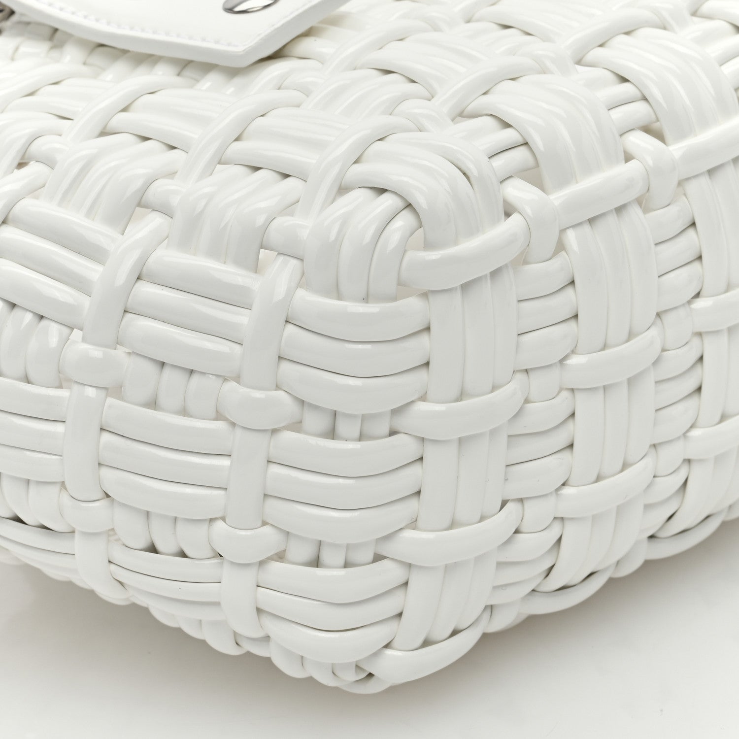 Balenciaga Faux Calfskin Braided Varnished XXS Bistro Basket White 8 of 9
