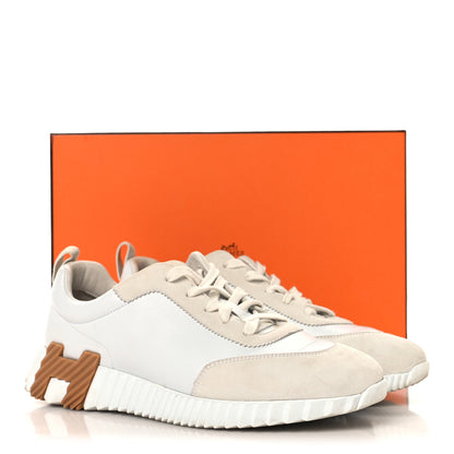 Hermes Calfskin Suede Goatskin Bouncing Sneakers 39 White 12 of 12