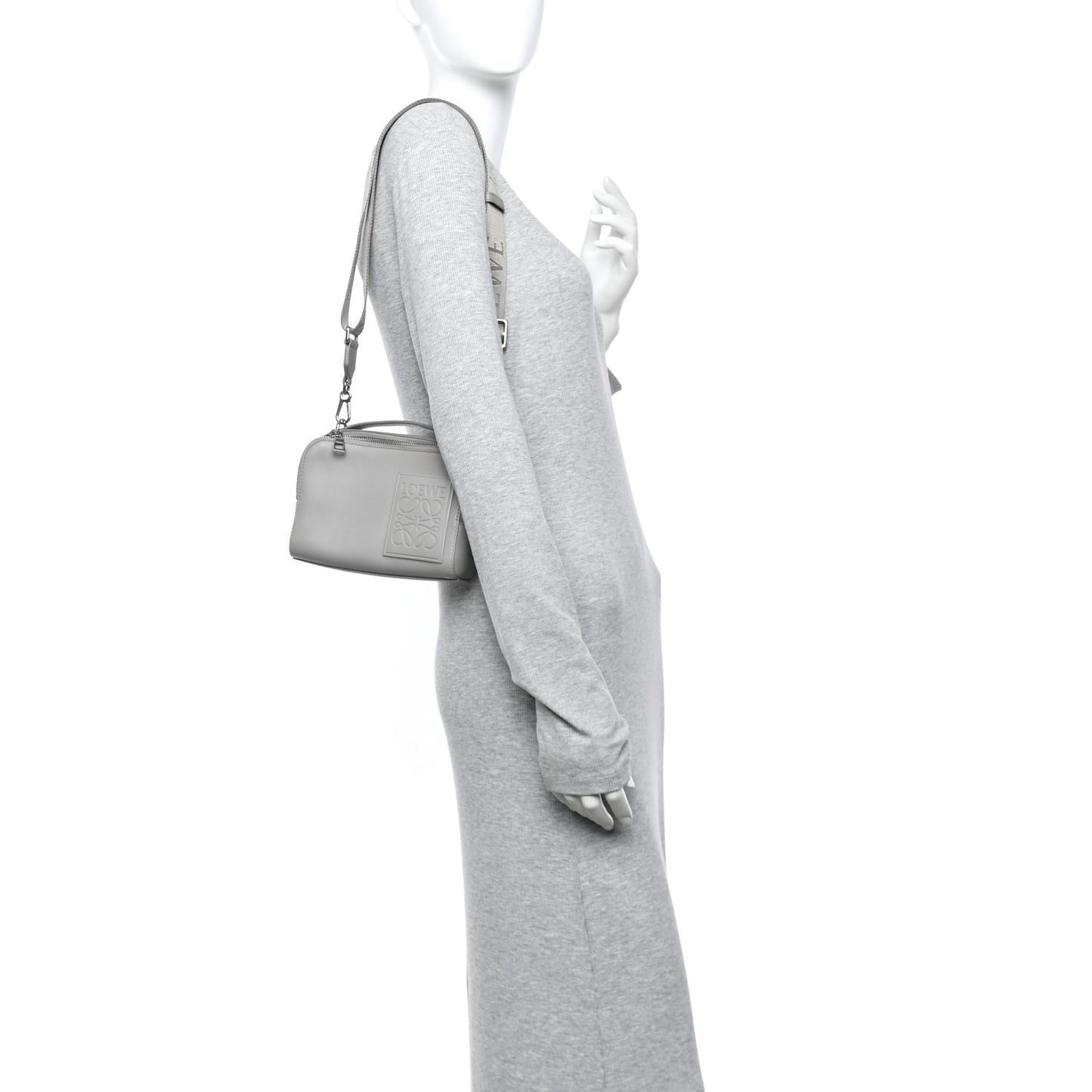 Satin Calfskin Mini Camera Bag Shell Grey