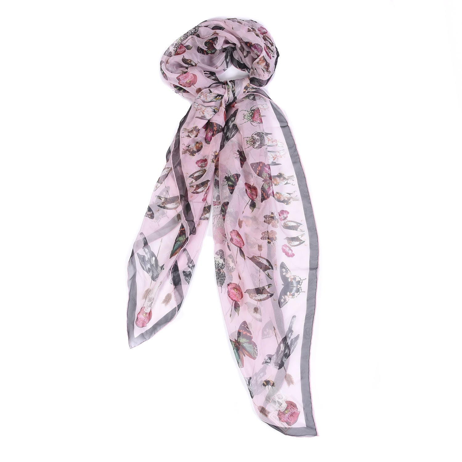 Alexander McQueen Silk Chiffon Butterfly Scarf Pink Multicolor 1 of 6