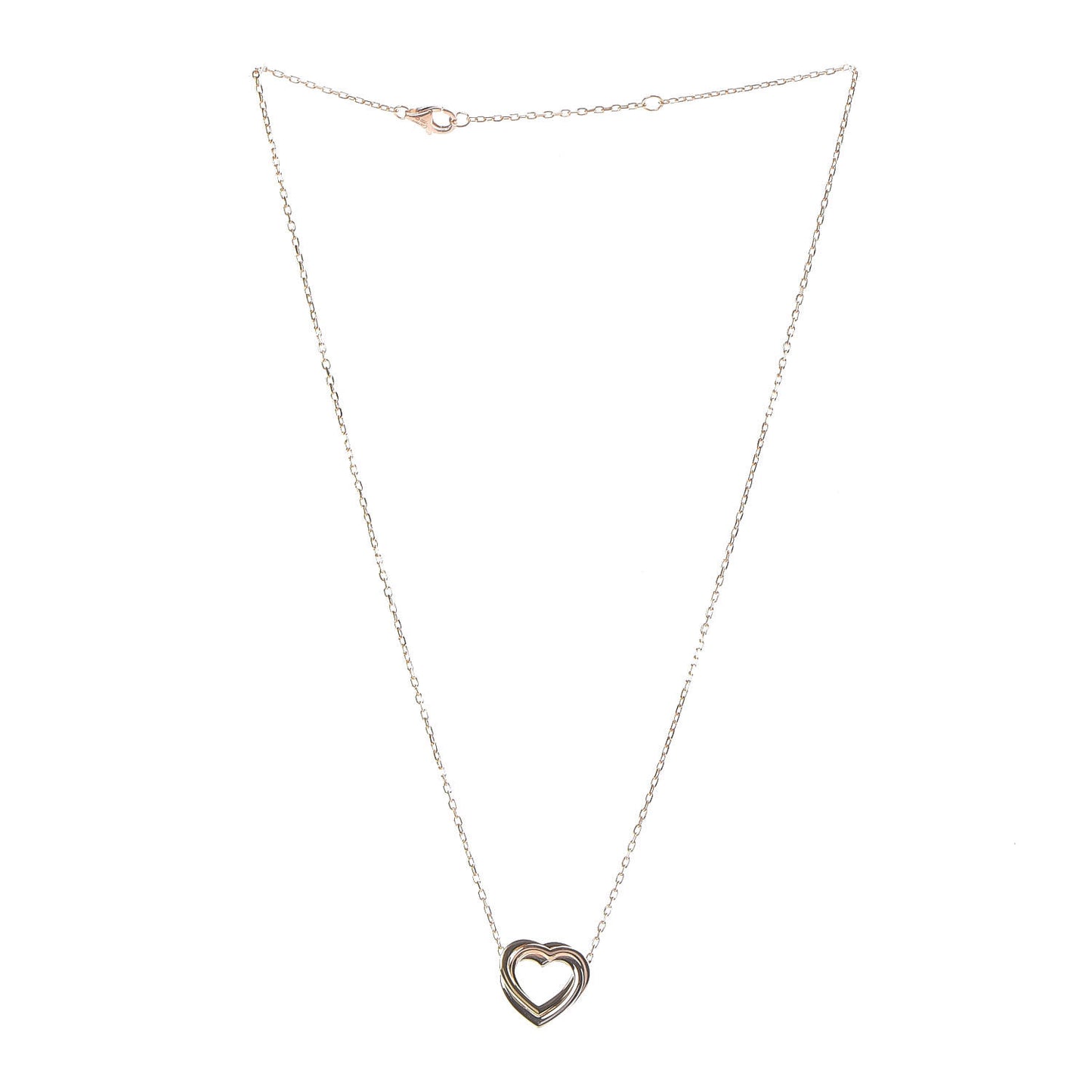 18K Pink Yellow White Gold Trinity Heart Necklace