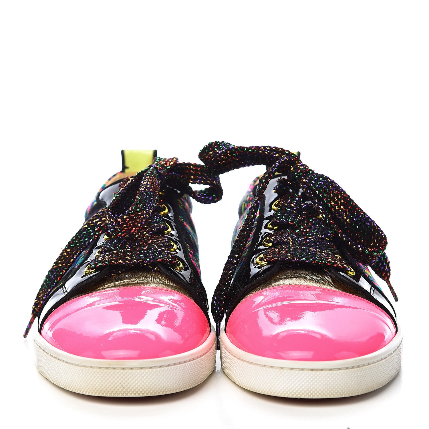 Christian Louboutin Patent Calfskin Lame Gondoliere Flat Sneakers 38 Multicolor 2 of 11