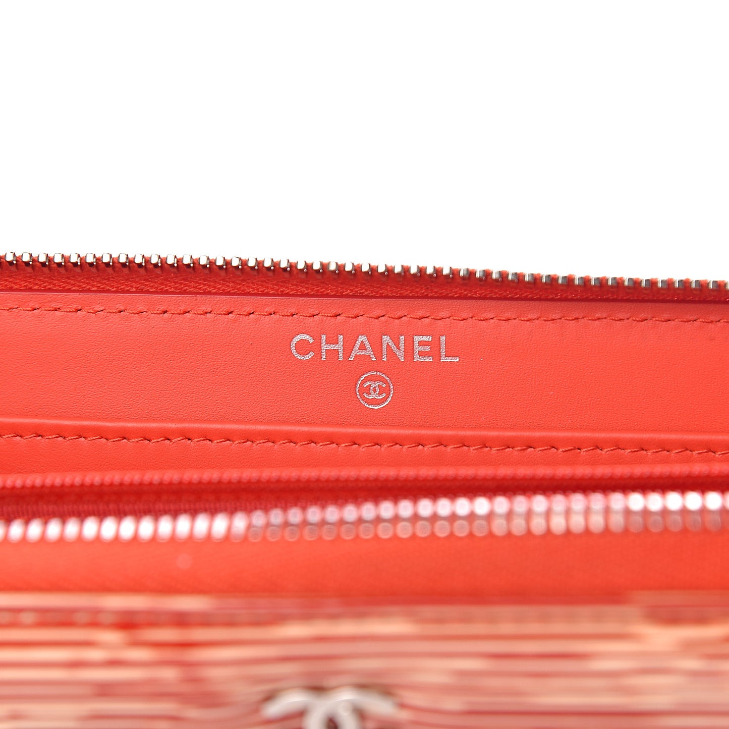 Patent Calfskin Striped Large Gusset Zip Around Wallet Red