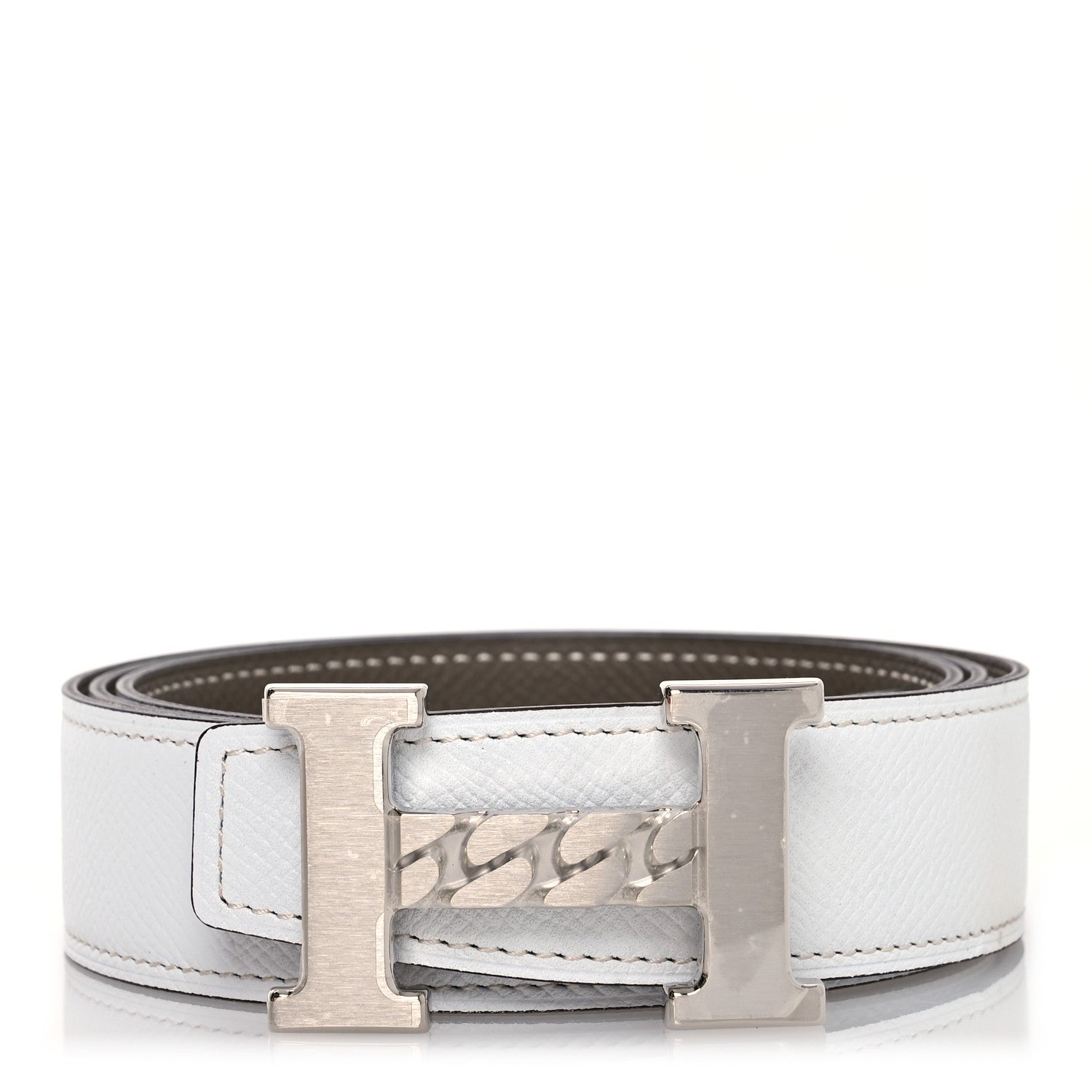 Hermes Epsom 32mm Rope Chain H Belt 95 38 Etoupe White 1 of 7