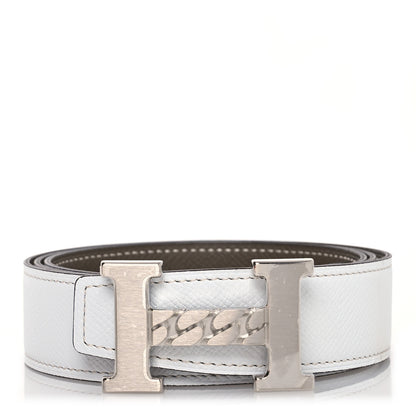 Hermes Epsom 32mm Rope Chain H Belt 95 38 Etoupe White 1 of 7