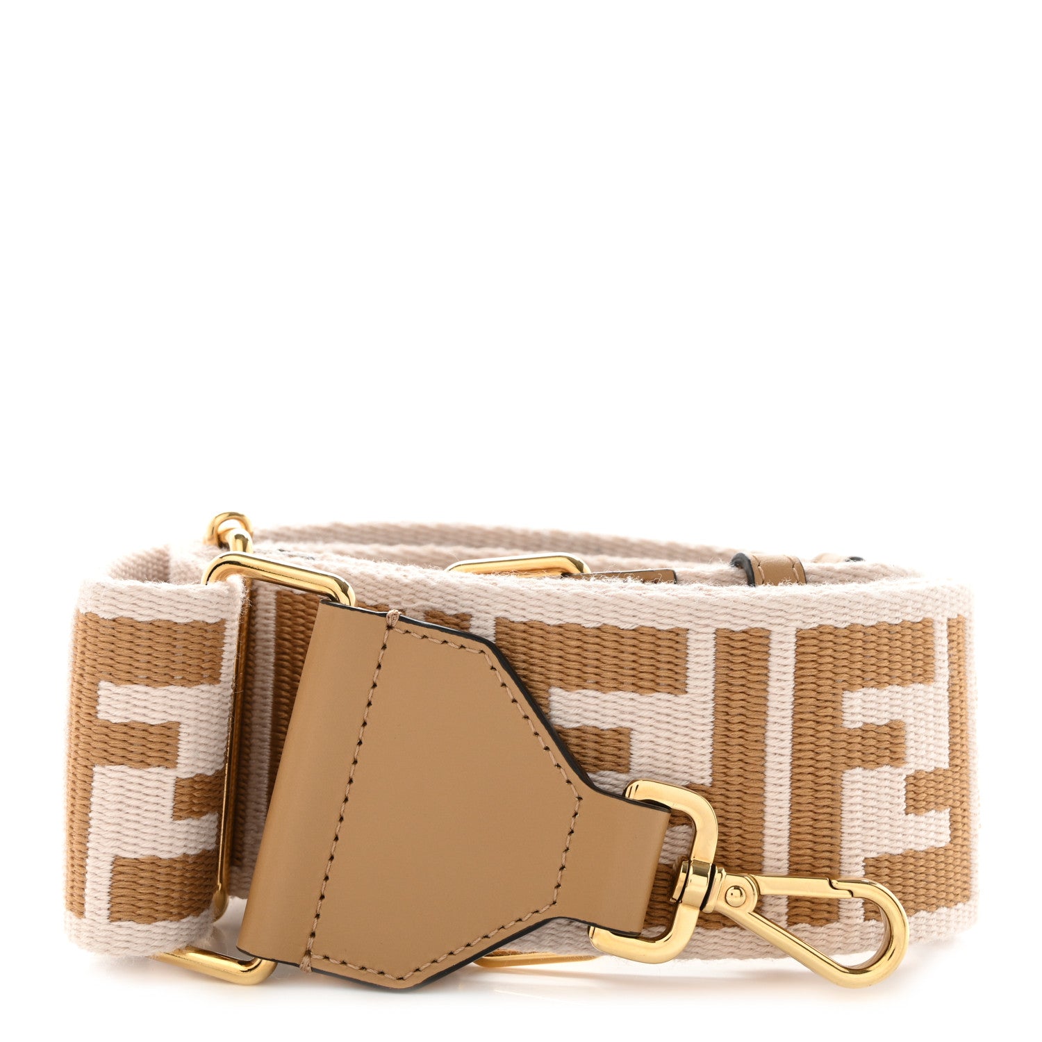 Fendi Ribbon Vitello King FF 1974 Adjustable Strap You Poudre Cuoio Miele Scuro 1 of 4