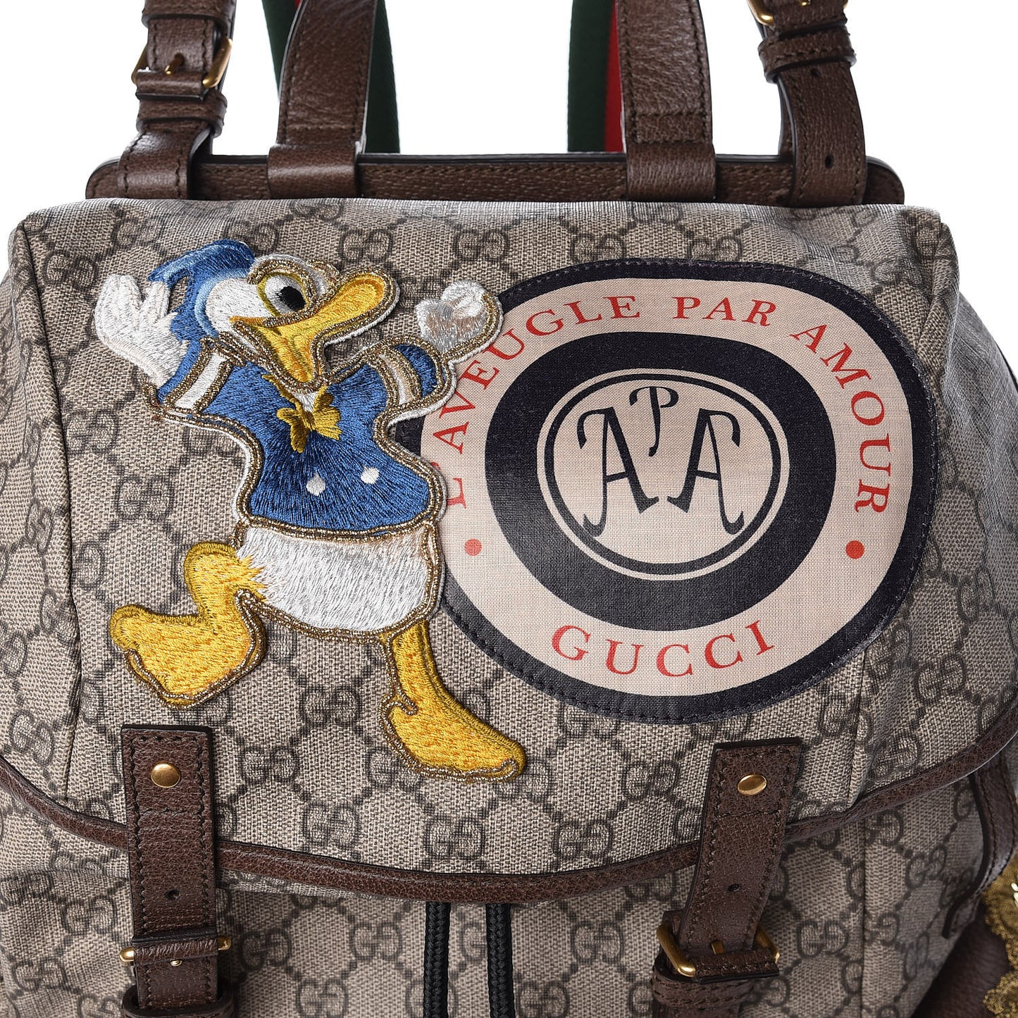 GG Supreme Monogram Embroidered Flap Backpack