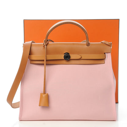 Hermes Vache Hunter Toile Herbag Zip 31 PM Rose Sakura 11 of 11