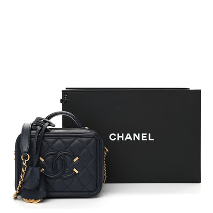 Chanel Caviar Quilted Small CC Filigree Vanity Case Navy 12 of 12