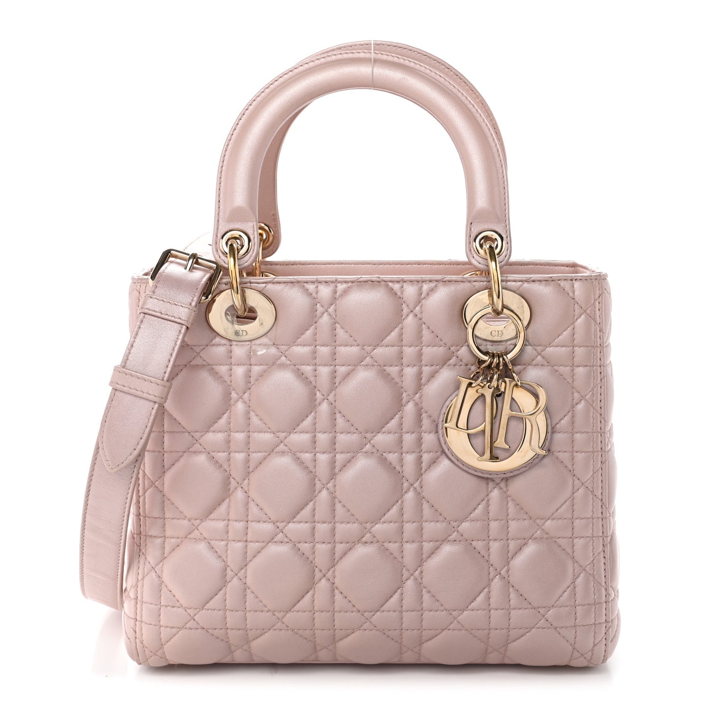 Pearly Lambskin Cannage Medium Lady Dior Lotus